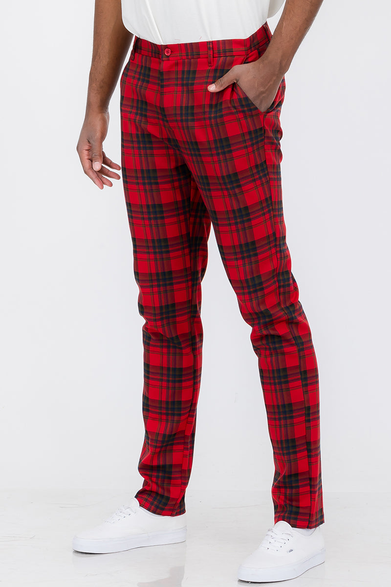 Plaid Slim Fit Trouser Pants